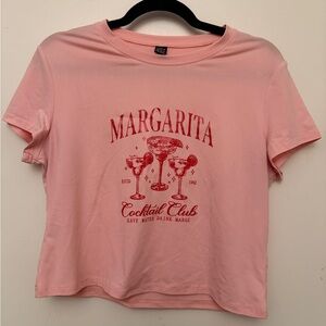 SHEIN Pink “Margarita Cocktail Club” Crop Tee